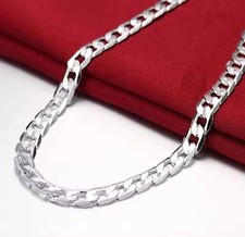 Sterling Silver Heavy Men's Curb Chain -24 inch  8mm SOLID 925 SILVER