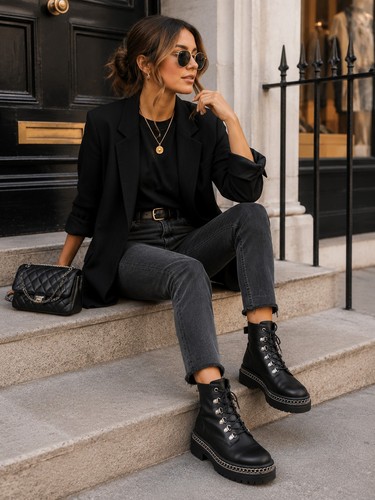 Retro womens black biker - womens,