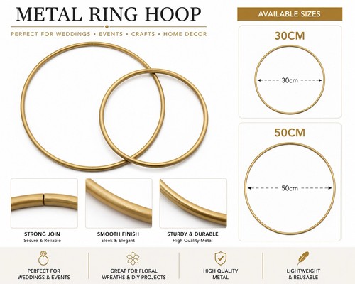 Gold metal hoop - ring, 50cm