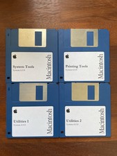 Apple Macintosh OS System  6.0.8, Complete set, 4 floppy disks 800Kb. Working