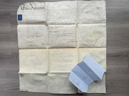1862 vellum indenture harrold - vellum,