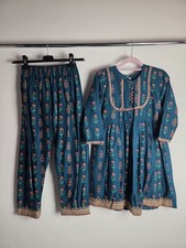 Girls Teal Blue Salwar Kameez Indian Suit Age 11 to 12 Asian Size 34