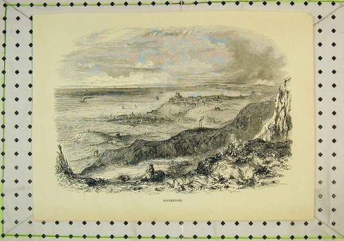 Original old antique print - old,