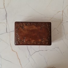 Hand Carved Walnut Wood Box