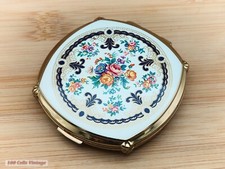 Stratton White Colourful Floral- Vintage Make Up/Powder Compact-1re