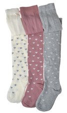 3 pairs of Hearts Girls Tights - Cotton Variety of sizes