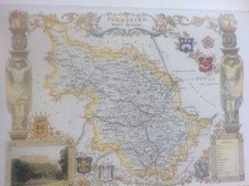 West Yorkshire Antique Colour Map by Thomas Moule County Maps of Old England 14“