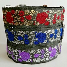 Martingale Dog Collar Roses 1.5" 38mm Wide Lurcher Greyhound Whippet Saluki