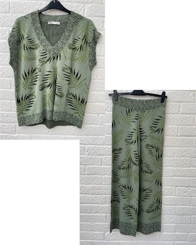Zara green leaf metallic knit - leaf,