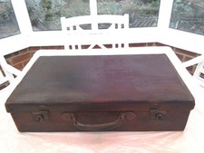 VINTAGE 1940's LEATHER SUITCASE BRASS LOCKS WITH 2 KEYS - MARKED 'ENGLISH LEVER'