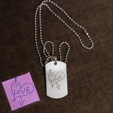 Personalized Engraved Army Dog Tag necklace Actual Handwriting Kids handwritten