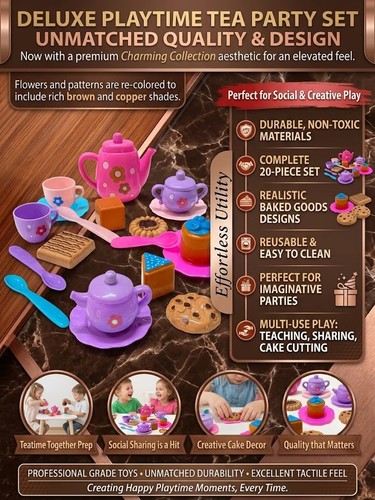 19pc kids tea set - 19pc, pretend