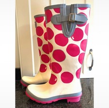 Radley ~ Spot on | RRP £89 | Cream & Pink | Spotty | Wellington boots | 5