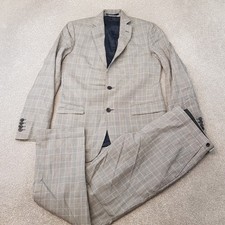 Reiss Mens Suit 38 32x29 Grey Prince Of Wales Check Blazer Trousers Meleo