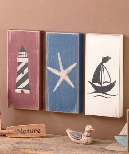 Rustic lighthouse wall art - wall,