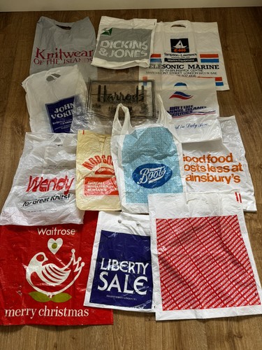 Vintage plastic carrier bags - plastic,