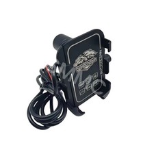 CNC Aluminum Motorcycle Cell Phone Holder Rear Mirror Mount W/USB Quick Charger