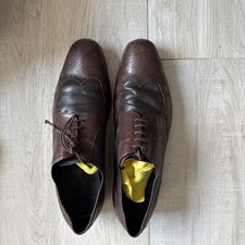 M&S COLLEZIONE Mens Dark Brown All Leather Laced Shoes UK 10.5