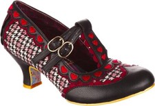 Ladies Irregular Choice SERENDIPITY Mid Heels Black Bordo Shoes UK Size 3