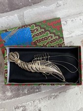 Large Sterling Silver filigree shrimp brooch Unworn Boxed