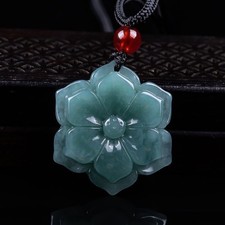 Myanmar Jadeite Flower Pendant Necklace Burmese Jade Designer Luxury