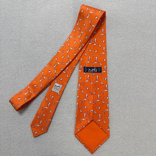 Hermes tie orange dolphin - orange,