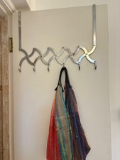 Vintage Concertina Over Door Hooks x 6 Chrome 50cm max width