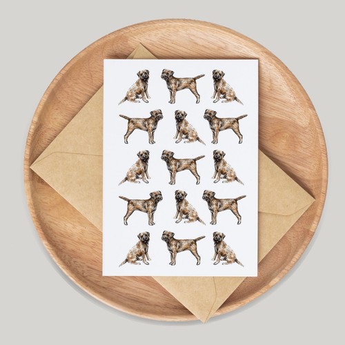 Border terrier dog card hand - border,