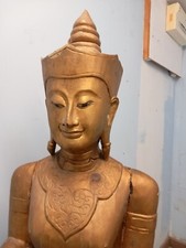 Antique 6 Feet *Life Size  Carved Wooden buddha  statue antique  * Renovation  *