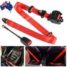 Universal Red 3 Point Seat Belts 3.5m Length & 30cm Wire Buckle Red Authentic UK