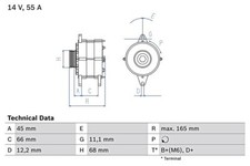 Alternator 14V BOSCH Fits FIAT