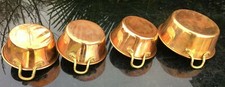 4 MINI COPPER JAM PANS VINTAGE WENDY HOUSE BRASS HANDLES FRENCH