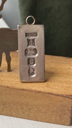 Vintage ingot pendant - vintage, sterling