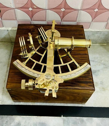 Nautical brass sextant - nautical,