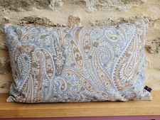 Liberty Arts Felix Paisley Pewter Blue & Plaster Velvet Fabric Cushion Cover