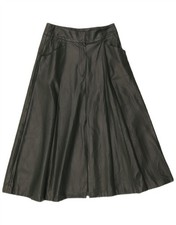 ZARA Womens Faux Leather Flared Skirt Medium W28  Green GS07