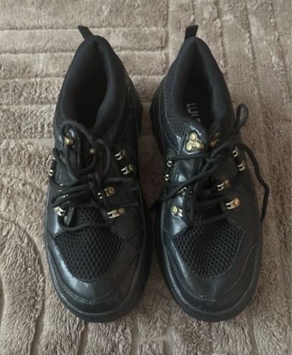 Black chunky platform - black, trainers