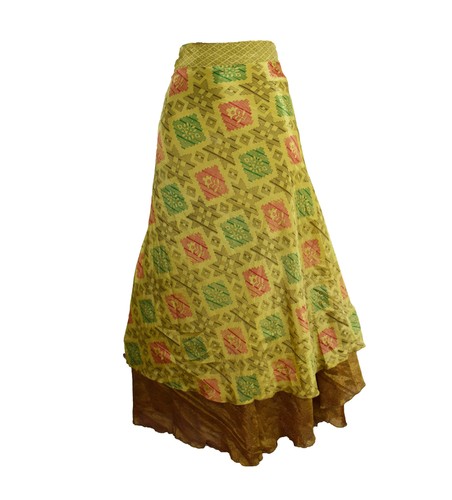 Sari silk wrap skirt 2xl - wrap,