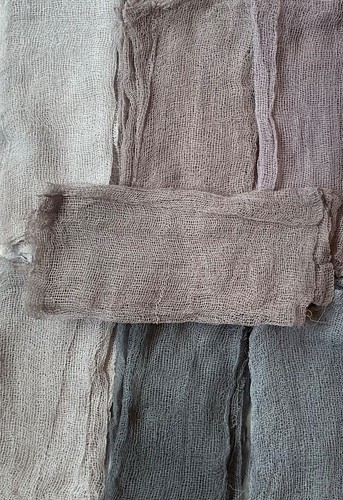 Hand dyed gauze - hand-dyed., gauze.