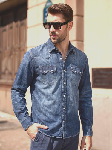 Vtg levis denim pearl snaps - levis,