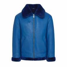 Men’s Blue Leather Shearling