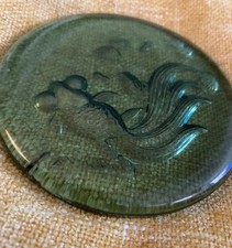 Vintage Blenko Green Glass Fan tailed Fish Paperweight