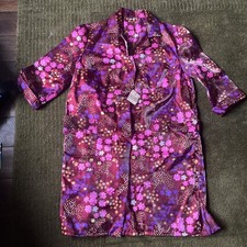 Ladies Retro Vintage Nylon Overall Pinnie Apron Housecoat, Floral, WX, NOS. Tag