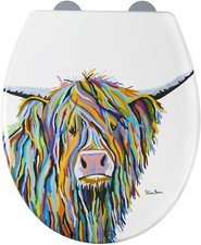 Croydex Toilet Seat Soft Close Steven Brown Colourful Highland Cow Angus McCoo