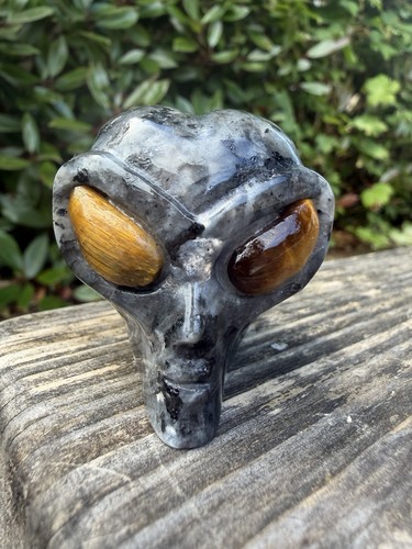 Larvikite alien head with - larvikite,