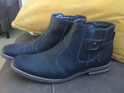 Mens navy leather ankle - leather,