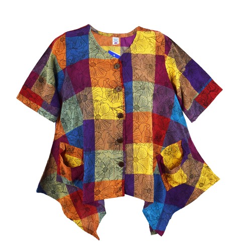 Floral lagenlook cotton top - cotton,