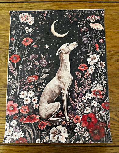 Whippet greyhound dog - greyhound, floral