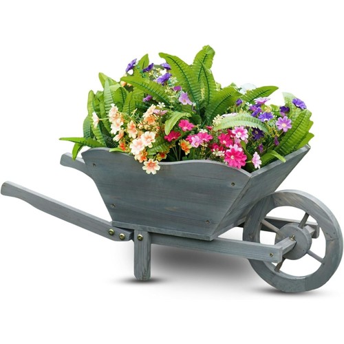 Wooden garden wheel barrow - wooden,
