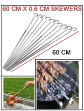 Stainless Steel LARGE Size BBQ Barbecue Grilling Kabob Kebab Flat Skewers Needle